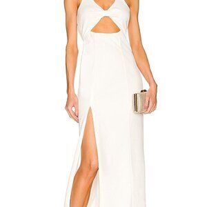 NEW White Midi Dress Show Me Your MuMu Luca Crepe Stretch Fabric Cutout XXL